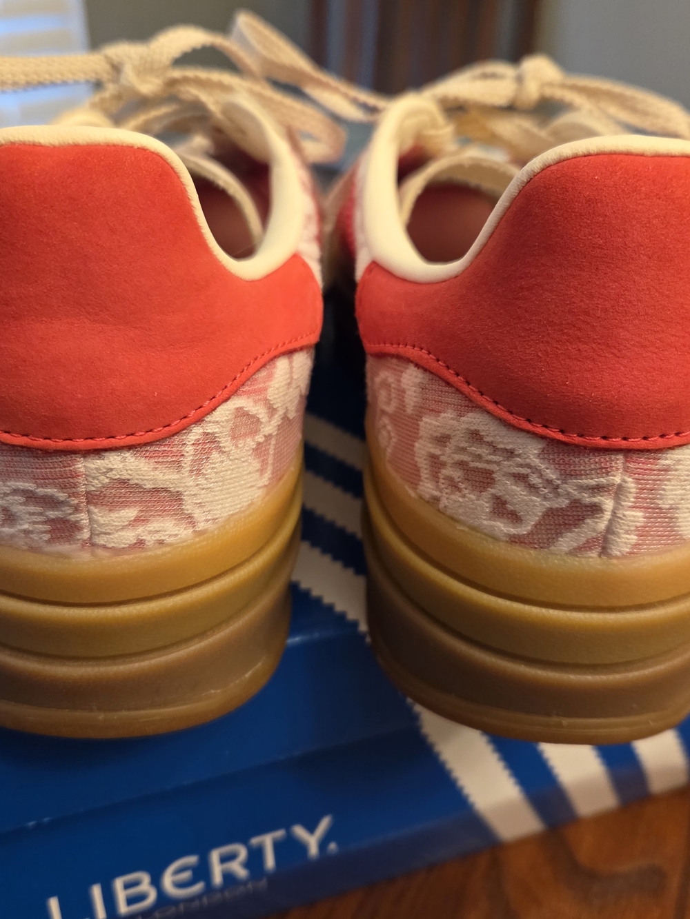 Adidas Liberty London Gazelle Women’s Red Lace-Pattern Sneakers - Picture 4 of 8